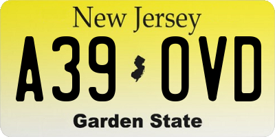 NJ license plate A39OVD