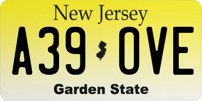 NJ license plate A39OVE