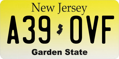 NJ license plate A39OVF