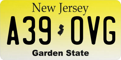NJ license plate A39OVG