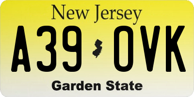 NJ license plate A39OVK