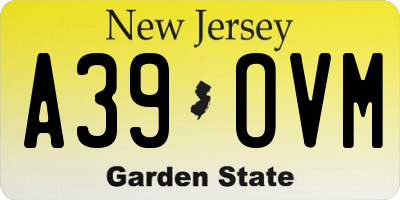 NJ license plate A39OVM