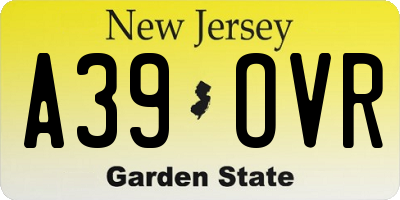 NJ license plate A39OVR