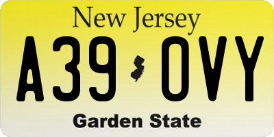 NJ license plate A39OVY