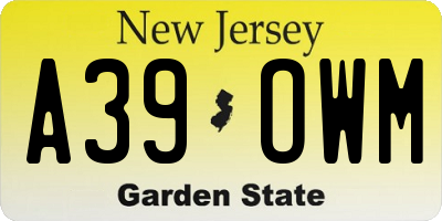 NJ license plate A39OWM