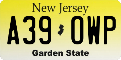 NJ license plate A39OWP