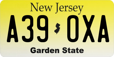 NJ license plate A39OXA