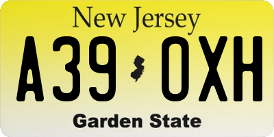 NJ license plate A39OXH