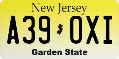 NJ license plate A39OXI