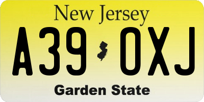 NJ license plate A39OXJ