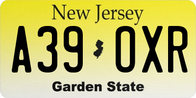 NJ license plate A39OXR