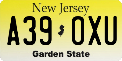 NJ license plate A39OXU