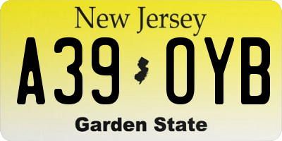 NJ license plate A39OYB