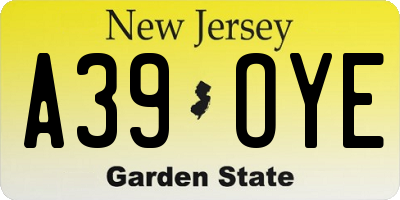 NJ license plate A39OYE