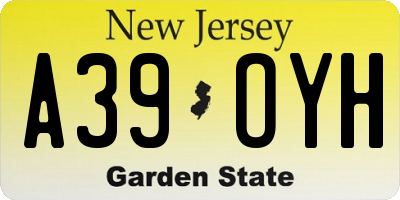 NJ license plate A39OYH