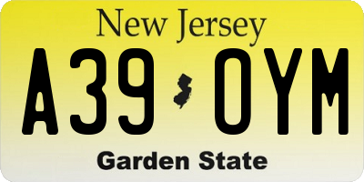 NJ license plate A39OYM