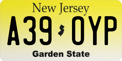 NJ license plate A39OYP