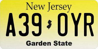 NJ license plate A39OYR
