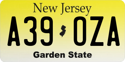 NJ license plate A39OZA
