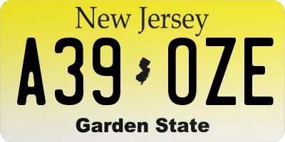 NJ license plate A39OZE