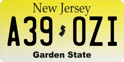NJ license plate A39OZI