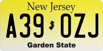 NJ license plate A39OZJ