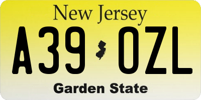 NJ license plate A39OZL