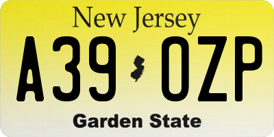 NJ license plate A39OZP