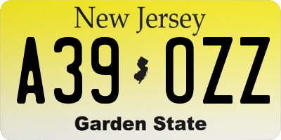 NJ license plate A39OZZ