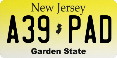 NJ license plate A39PAD