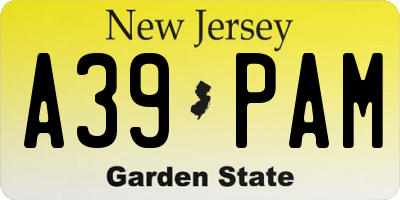 NJ license plate A39PAM