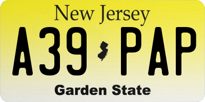 NJ license plate A39PAP