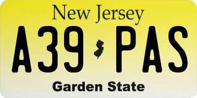 NJ license plate A39PAS