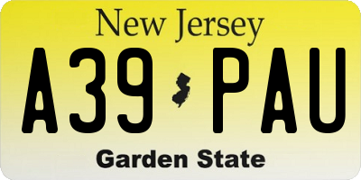 NJ license plate A39PAU