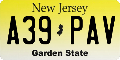 NJ license plate A39PAV