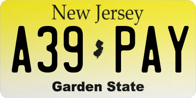 NJ license plate A39PAY