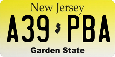 NJ license plate A39PBA