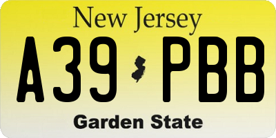 NJ license plate A39PBB