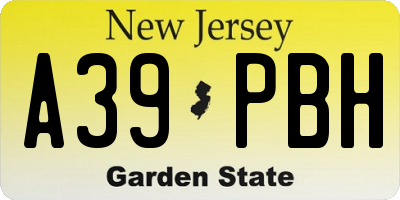NJ license plate A39PBH
