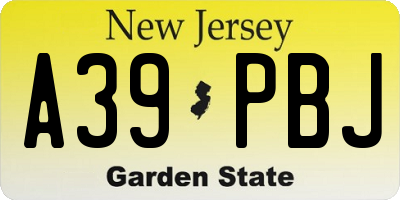 NJ license plate A39PBJ