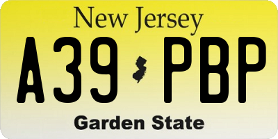 NJ license plate A39PBP