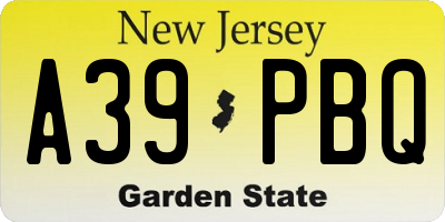 NJ license plate A39PBQ