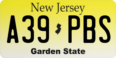NJ license plate A39PBS