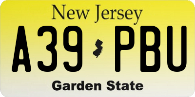 NJ license plate A39PBU