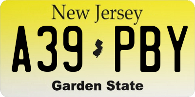 NJ license plate A39PBY