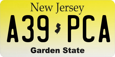 NJ license plate A39PCA
