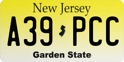 NJ license plate A39PCC