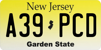 NJ license plate A39PCD