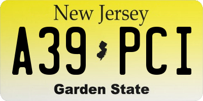 NJ license plate A39PCI