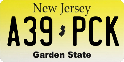 NJ license plate A39PCK
